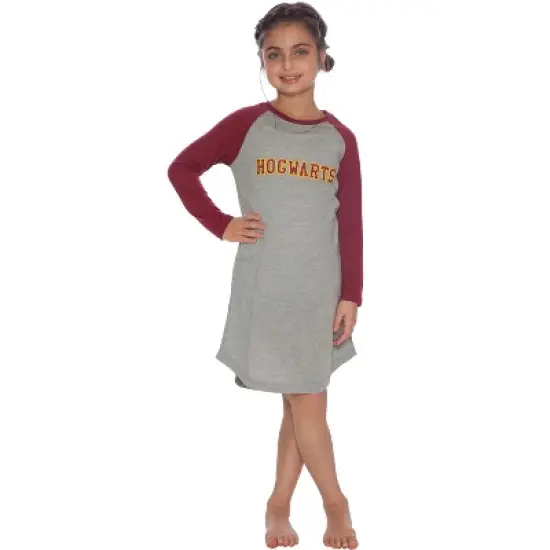Harry Potter Long Sleeve Hogwarts Raglan Night Gown Grey image {4}