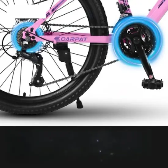 DSVIMOY Bicycles, 26 inch Mountain Bike for Teenagers Girls Women, 21-Speed Mountain Bike with Dual Disc Brakes, Pink, 65"*24.8"*37.4" image {4}