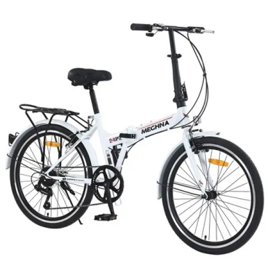 Gulches City Folding Bike 24inch, steel frame, 7speed Shimano gear system, dual V-brakes, 24inch&times;1.5inch black anti-slip tires image {1}