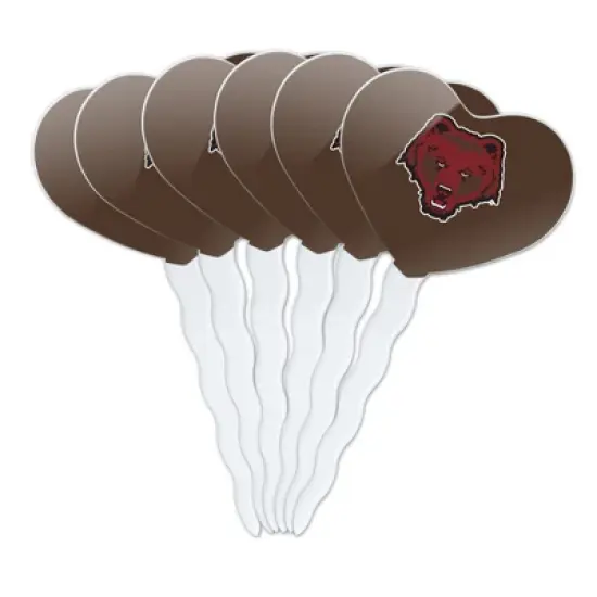 Brown University Primary Logo Heart Love Cupcake Picks Toppers Decoration Set of 6 image {7}