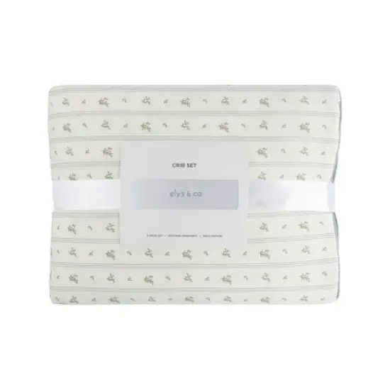 Ely's & Co. - Linear Floral/Berry Leaf Crib Bedding Set image {1}