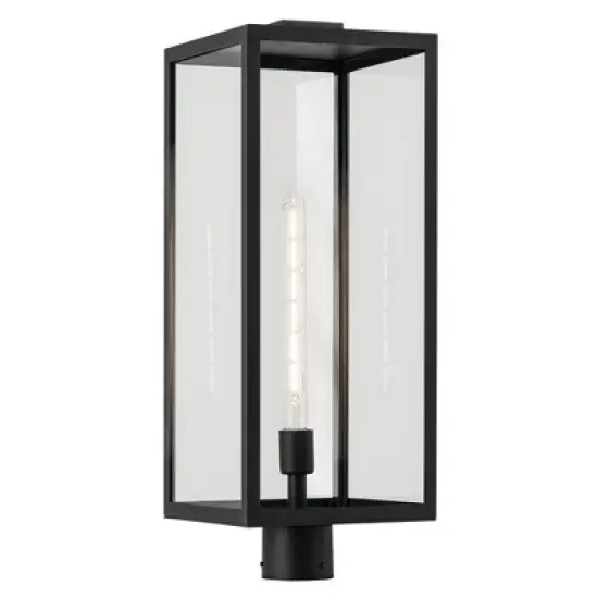 Branner 25.5 inch 1 Light Outdoor Post Light with Clear Glass in Textured Black image {3}