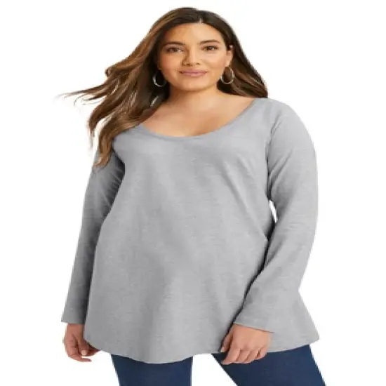 June + Vie by Roaman's Women&rsquo;s Plus Size Long-Sleeve Swing One + Only Tee image {16}