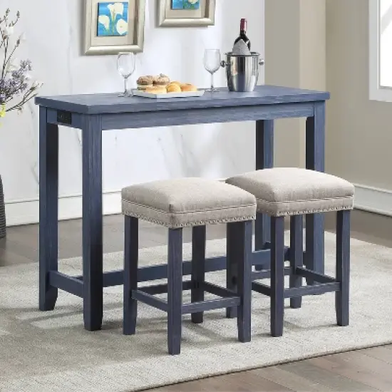 3pc Rockland Counter Height Dining Set Antique Blue - HOMES: Inside + Out image {1}