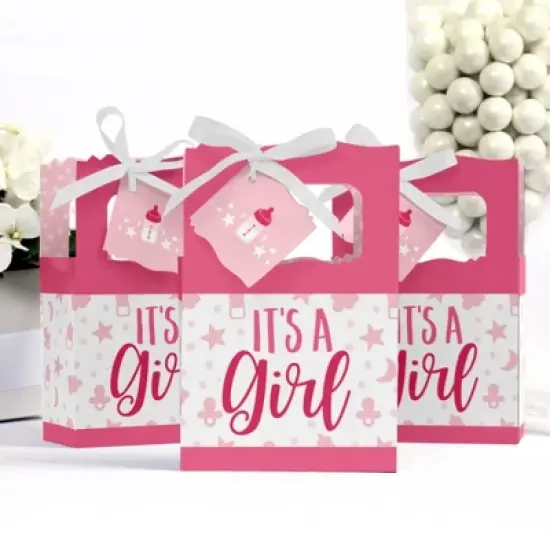 Big Dot of Happiness It's a Girl - Pink Baby Shower Favor Boxes - Set of 12 image {2}