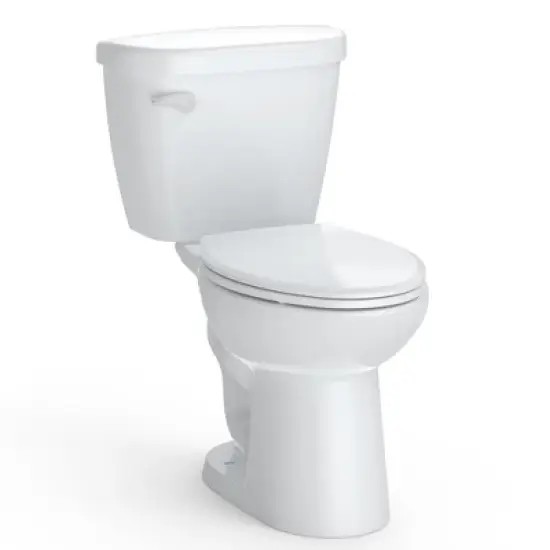 Toilet, Two-Piece Toilet - 17.5'' ADA Height Elongated Toilet, 1.28 GPF Powerful Single Flush with Soft Close Seat, 12 Inch Rough In, White image {8}