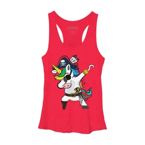 Women's Design By Humans Dabbing Dance Pirate Unicorn Gifts Funny Halloween Costume Gift By lukesstore Racerback Tank Top image {8}