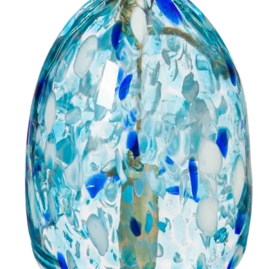 Evergreen Art Glass Speckle Light Blue Bell Chime image {3}