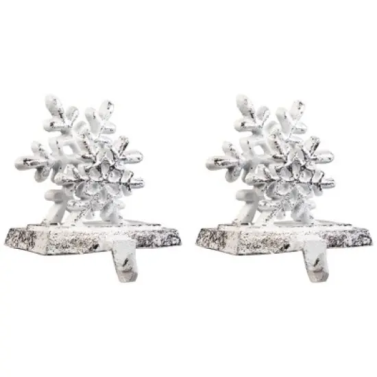 Northlight Double Snowflake Christmas Stocking Holders - 4.75" - Silver - Set of 2 image {3}