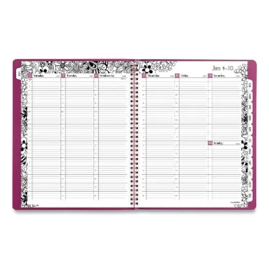 Floradoodle Weekly/Monthly Professional Planner, Floral Artwork, 11 x 8.5, Black/White Cover, 12-Month (Jan-Dec): 2026 image {1}