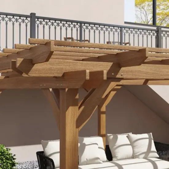 Outsunny Wooden Pergola Grape Trellis, Outdoor Gazebo with Stable Structure for Garden, Patio, Backyard, Deck image {4}