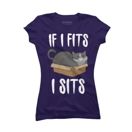 Junior's Design By Humans Cat In A box By Freshoutlook T-Shirt image {7}