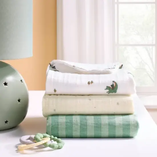 Muslin Swaddle Baby Blanket - Dragons - 3pk - Cloud Island&trade; image {1}