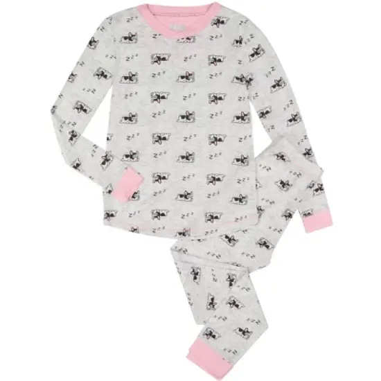 Sleep On It Girls Snoozing Puppies Super Soft Snug Fit 2-Piece Pajama Sleep Set image {4}