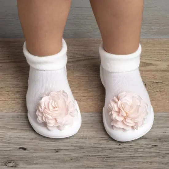 Komuello Baby Girl First Walk Sock Shoes Corsage White image {1}