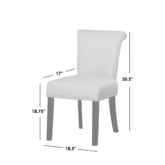 Set of 2 Adeline Nailhead Parsons Dining Chair Gray - Buylateral: Upholstered, Rubberwood Legs, 250lb Capacity image {4}