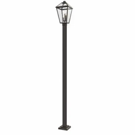 Talbot 3-Light Outdoor Post Mount Fixture - Glass & Rubbed Bronze, Dimmable, Wet Rated image {3}