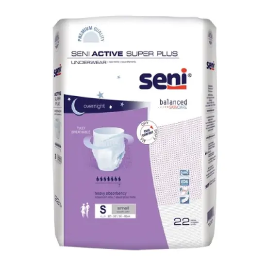 Seni Active Super Plus Disposable Underwear Pull On with Tear Away Seams Small, S-SM22-AP1, Heavy image {6}