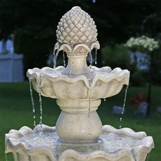 Sunnydaze 51"H Electric Polyresin and Fiberglass 3-Tier Pineapple Top Outdoor Water Fountain image {6}