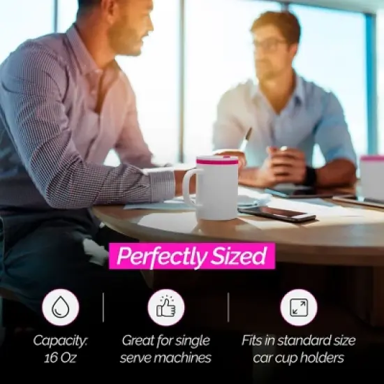 Copco Iconic 16oz Double Wall Insulated Desk Mug with Lid and Handle, Set of 2, BPA-Free Reusable Plastic, Spill-Proof - (Pink) image {6}