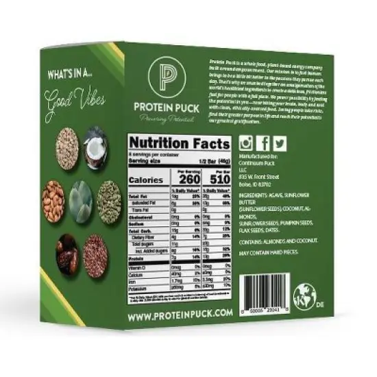 Protein Puck Good Vibes Nutrition Bars - Sunflower Butter image {2}