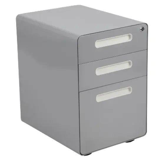 Flash Furniture Ergonomic 3-Drawer Mobile Locking Filing Cabinet with Anti-Tilt Mechanism and Hanging Drawer for Legal & Letter Files image {12}