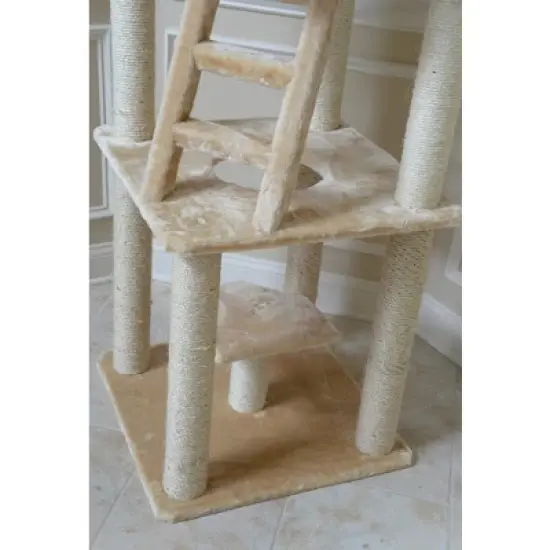 Armarkat Multi-function Real Wood Cat Tower W Spacious Condo, Perches A8001, Beige image {5}