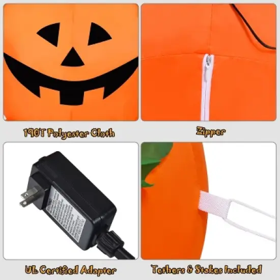 Tangkula Halloween Decoration Inflatable 3-Pumpkin Stack 5.2 Ft Halloween Pumpkin Lantern W/ Internal LED Bulbs image {3}