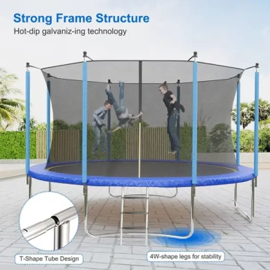 12FT Trampoline, Recreational Trampolines with Enclosure Net and Ladder image {7}