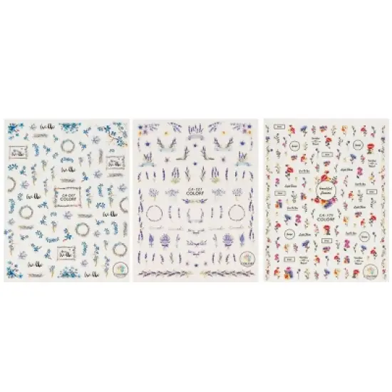 Wrapables 3 Sheets Lavender Blossoms Floral Nail Art Lavender Blossoms Floral Nail Stickers image {1}