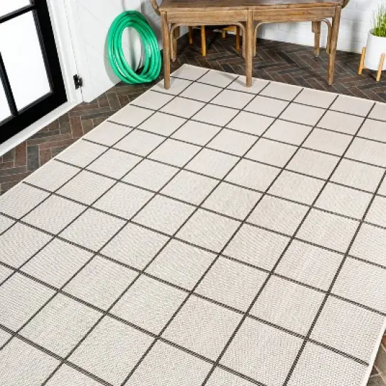 Grid Modern Squares Indoor/Outdoor Area Rug - JONATHAN Y image {4}