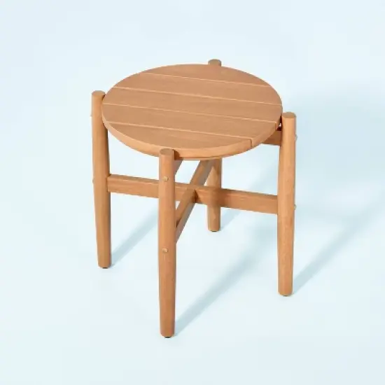 Slat Wood Outdoor Round Accent Table - Natural - Hearth & Hand&trade; with Magnolia image {2}