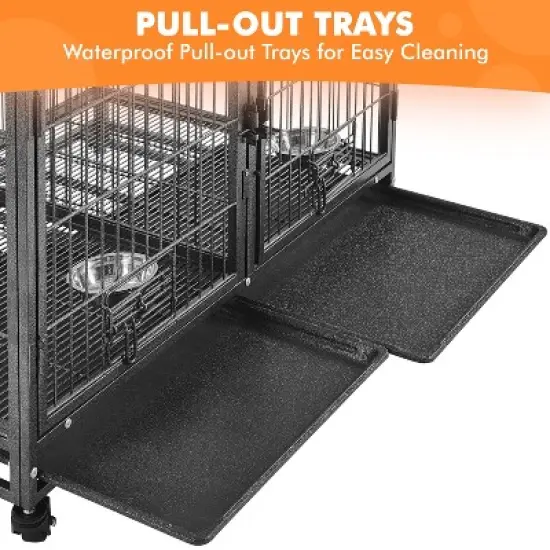 Yaheetech 42.5" W Rolling Dog Crate for Small Dogs, Black image {6}