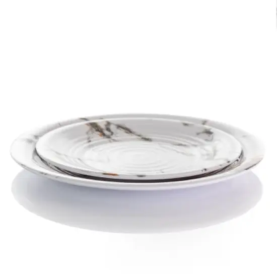 Elama Fine Sculpture 12 Piece Lightweight Melamine Dinnerware Set in White image {9}