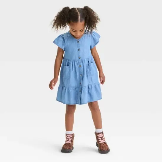 Toddler Girls' Denim Dress - Cat & Jack&trade; Blue image {2}
