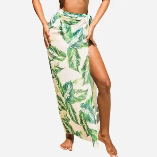 Women's Tropical Leaf Tie Side Cover-Up Bottom - Cupshe image {5}
