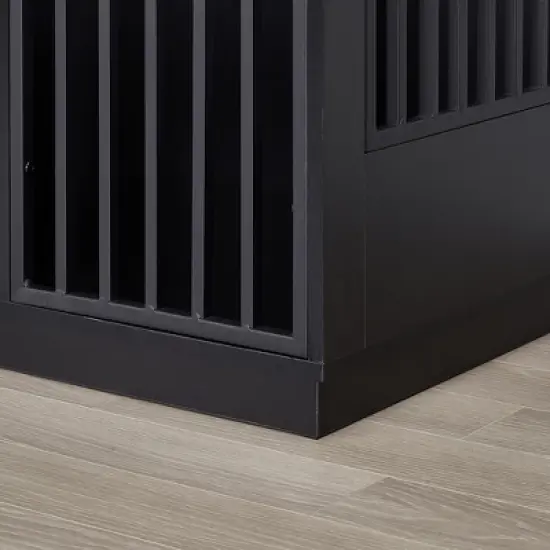 VECELO 55.1" Dog Crate, Wooden Decorative Dog Kennel Indoor With 2 Drawers for Medium/Large Dogs, Brown image {13}