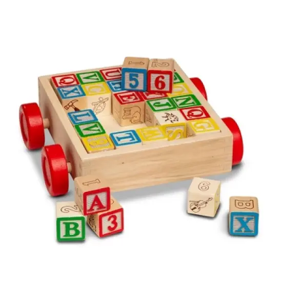 Melissa & Doug Classic ABC Wooden Block Cart Educational Toy With 30 Solid Wood Blocks image {3}