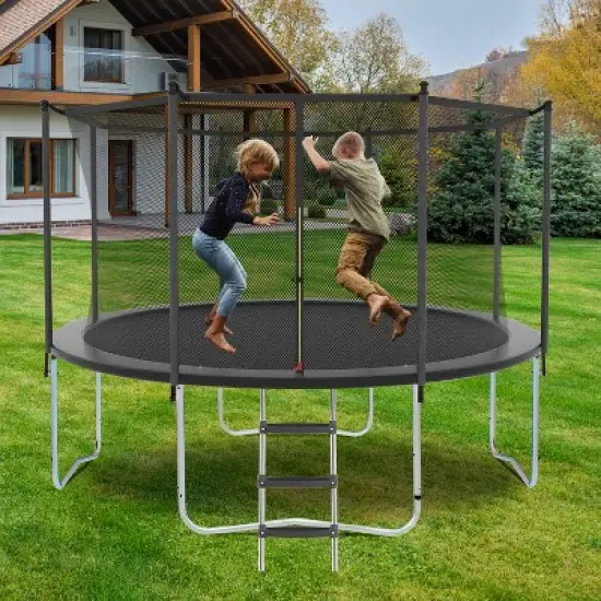 DSVIMOY Trampoline, Kids&Adults Trampoline with Heighten Net, Indoor Outdoor Recreational Trampoline, Gray, 96"*96"*96" image {2}
