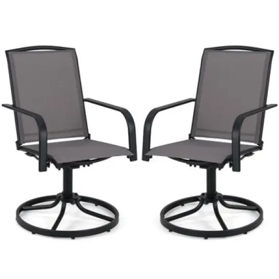 Tangkula Patio Swivel Chairs Set of 2 w/ High Back & Round Metal Base for Backyard image {8}