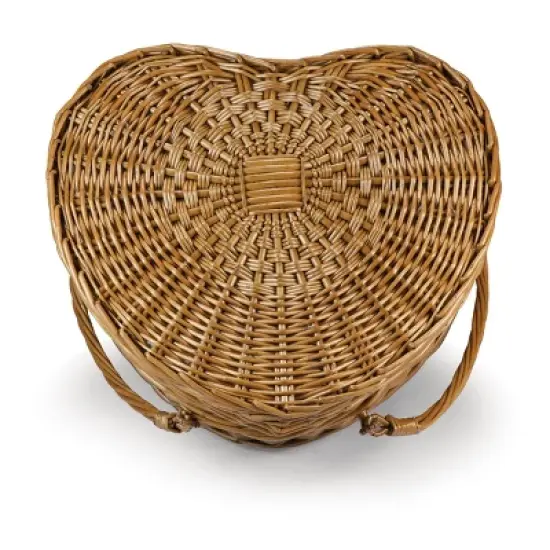 Picnic Time Perfect Pair Picnic Basket: Wicker Heart-Shaped Set, Brown & White image {3}