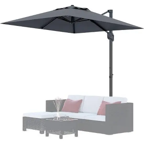 10FT Square Cantilever Patio Umbrella, 360&deg; Rotating Sun Shade with Locking Handle, Heavy-Duty Aluminum Frame for Deck & Balcony image {7}