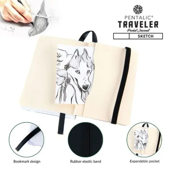 Pentalic 4 x 3" Travel Sketch Journal 3pc Bundle image {10}