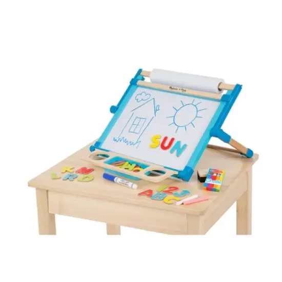 Melissa & Doug Double-Sided Magnetic Tabletop Art Easel - Dry-Erase Board and Chalkboard image {3}