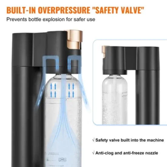 VEVOR Sparkling Water Maker, Soda Maker Machine for Home Carbonating, Seltzer Water Starter Kit with BPA free 1L PET Bottle, Compatible, Black image {5}