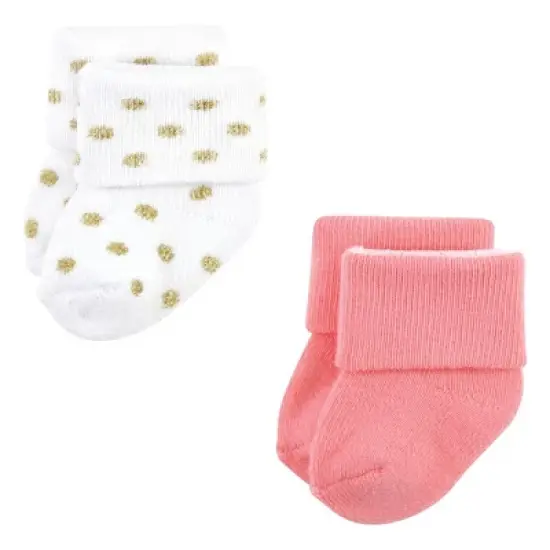 Little Treasure Infant Girl Newborn Socks, Coral Sparkle image {4}