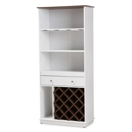 Serafino and Oak Finished Wood Wine Cabinet - Baxton Studio image {10}