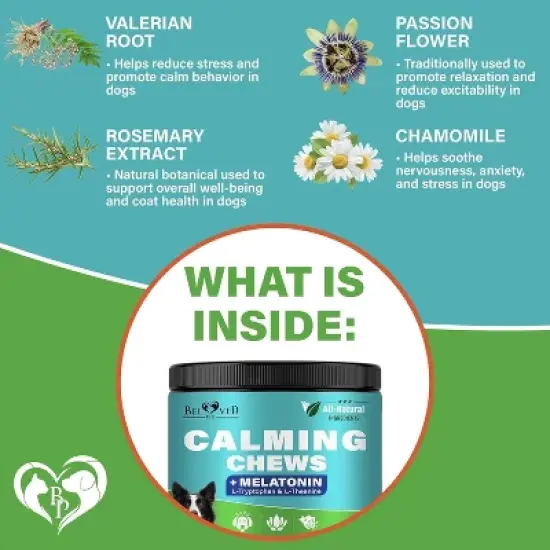 Beloved Pets Calming Chews for Dogs Puppies, Soft Treats Behavior Suppor, Melatonin Sleep Aid, Stress Relief 10 Oz - 1 Pack image {3}