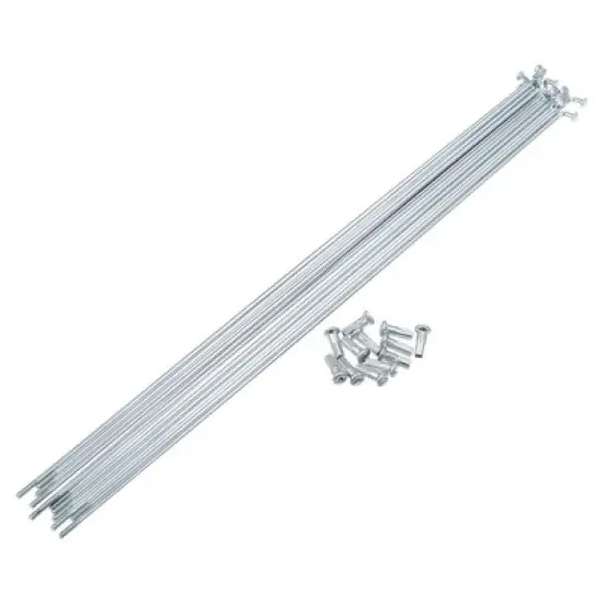 Unique Bargains 14G J Bend Bicycle Galvanized Spokes 290mm 11.42" Spokes with Nipples Silver Tone 12 Pcs image {6}