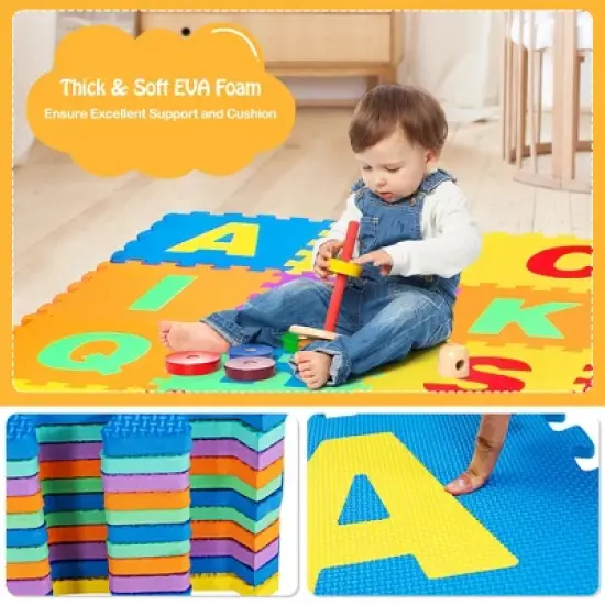 Babyjoy Kids Foam Interlocking Puzzle Play Mat w/Alphabet & Numbers 72-Piece Set image {2}